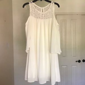 Charlotte Russe ivory cold shouldered lace dress